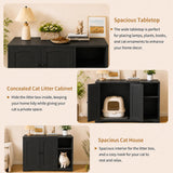 Garvee Dog-Proof Cat Litter Box Enclosure Cabinet for Large Self-Cleaning/Automatic Litter Boxes - Side Exit - Charging Station, 5 ft Cord - Arch Frame - Black Arch - Nd-5045-22 Black Union Jack Pattern