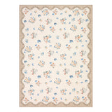 Garvee Vintage Floral Area Rug - Soft Washable Low Pile Carpet with Scalloped Lace Edge - Non-Slip, Romantic Cottage Chic Decor for Living Room, Dining Room, Bedroom - Beige, 5x7ft (152x213cm) - Beige