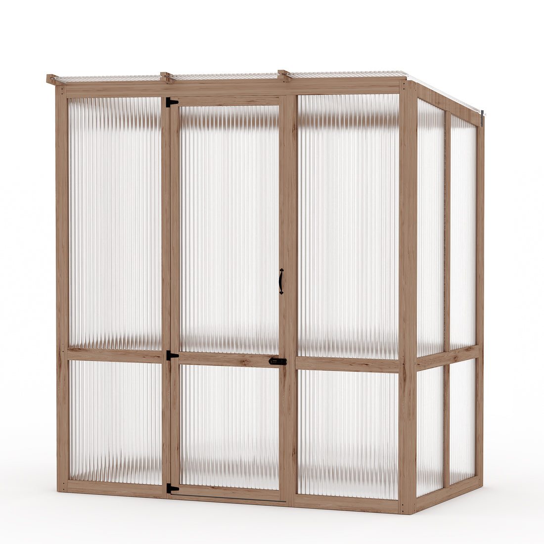 Garvee Cedar Frame Wooden Greenhouse Kit 4x6FT – Walk-in Outdoor Design with Roof Vent – 6MM Polycarbonate Panels – For Garden, Farm – Natural Wood Color