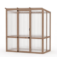 Garvee Cedar Frame Wooden Greenhouse Kit 4x6FT – Walk-in Outdoor Design with Roof Vent – 6MM Polycarbonate Panels – For Garden, Farm – Natural Wood Color