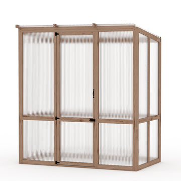 Garvee Cedar Frame Wooden Greenhouse Kit 4x6FT – Walk-in Outdoor Design with Roof Vent – 6MM Polycarbonate Panels – For Garden, Farm – Natural Wood Color
