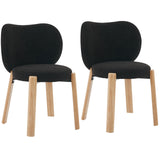 Garvee Set of 2 Modern Vanity Accent Chairs - Soft Stuffed Smooth Upholstery - Comfortable Heart-Shaped Backrest - For Bedroom, Living Room, Home Office, Makeup or Dressing Table - Color: Stuffed Smooth | Black