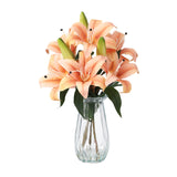 Garvee Real Touch Artificial Flora Flowers for Vase - Lifelike Silk Faux Lilies, 3 Stems 6 Flowers, UV Resistant, Home Centerpiece, Office, Wedding, Easter, Party Decor - Champagne - Pure White