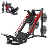 Garvee 2-in-1 Leg Press & Hack Squat Machine for Home Gym – Linear Bearing System, Calf Block, Full Lower Body Strength Training, Ideal for Leg Extensions & Curls – Black and Red