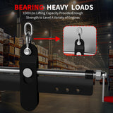 Garvee 1500 lbs Engine Hoist Leveler – Heavy Duty Steel Engine Support Bar with Ball Bearing Crank Handle, Adjustable 3-Position Chain, For Automotive Lift & Shop Crane, Garage & Vehicle Repair – Black | 0.5m small load distributor | - Black