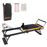 Garvee Collapsible Pilates Reformer Machine for Home Gym – Dual Resistance Springs & Cords, Adjustable Height, Piano Wire Springs, Jump Board, Sponge Cushion – Appropriate for Advanced & Beginners – Regular Three-Color Latex Tube Ordinary Spring