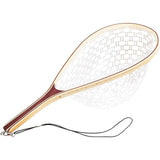 Garvee Fish-Friendly Wooden Fly Fishing Landing Net - Soft Rubber Mesh - Knotless Handle - For Trout, Freshwater & Saltwater - Ideal for Catch and Release - Great Gift for Men & Fathers - White Net