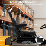 Garvee Global Heavy Duty Suspension Seat for Tractors & Forklifts – Adjustable Armrests & Headrest, 3-Stage Shock Absorber, Slide Rails, Seat Belt – Backrest Reclines 0-120° – Ideal Operator Replacement Seat – Armrest Adjustable Angle 90°
