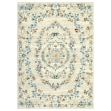 Garvee Modern Floral Area Rug - Washable Non-Slip Faux Wool Carpet - Collapsible, Soft, Mark Resistant, Low Pile, Soft and Durable - 5x7ft, Beige, USA - Black