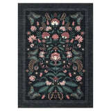Garvee Washable Vintage Floral Area Rug – Non-Slip, Low Pile, Mark Resistant Carpet with Botanical Butterfly Design for Living Room, Bedroom, Nursery – Vintage Farmhouse Accent, Black, Size: 9x12ft (274x366cm), USA - Green