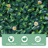 Garvee Artificial Grass Wall Panels 20x20 Inch Set of 12 – Faux Greenery Hedge with Daisy Leaves – Dense Privacy Fence for Indoor and Outdoor Home Decor – Green