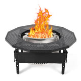 Garvee 360° Safety Barrier Fire Pit Table Surround for Solo Stove - Heavy Duty Q235 Steel - UV-Resistant, Rustproof Metal Outdoor Patio Fire Table Accessory - Portable Stand - Color: Black