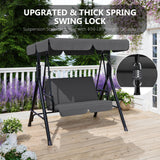 Garvee 3-Seat Outdoor Porch Swing with Stand - Adjustable Canopy Patio Swing Chair for Adults - Heavy-Duty Metal Frame for Backyard/Garden/Poolside - Gray - Gray