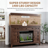 Garvee Heavy-Duty Aquarium Stand Cabinet for 55 Gallon Fish Tank - Built-In Power Outlet - Double-Door Storage Cabinet - Brown