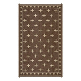 Garvee Reversible Outdoor Rug 9x18ft – Large Waterproof Plastic Straw Mat, Collapsible, Easy Care, Modern Geometric Design for Patio, Deck, Garden, Camping, RV Awning, Picnic, Beach, Backyard – Peony Brown/Coffee, USA - Red Peach Orange / White