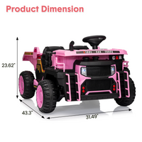 Garvee 24V 2-Seater Ride On Dump Truck for Kids – Remote Control, 2WD/4WD Powerful Electric Construction Vehicle, Dump Bed & Shovel, EVA Tires, Music, LED Lights, Gentle Start, 19" Spacious Seat, Ages 4-8, Pink