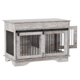 Garvee Large Dog Furniture Crate 47 Inch With Removable Divider Grey For Large Medium Small Dogs Stylish And Sturdy - Grey