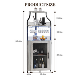 Garvee Corner Wine Bar Rack Cabinet With Detachable Wine Rack - Corner Bar Liquor Cabinet, Glass Holder, Small Sideboard, Mesh Door, Storage Shelf, Space-Saving Design - Grey