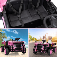 Garvee 24V 2-Seater Ride On Dump Truck for Kids – Remote Control, 2WD/4WD Powerful Electric Construction Vehicle, Dump Bed & Shovel, EVA Tires, Music, LED Lights, Gentle Start, 19" Spacious Seat, Ages 4-8, Pink
