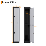 Garvee 2 Doors Tall Single Metal Locker, Lockable Steel Storage Cabinet for School Gym Home Office, 72” Black, Durable & Secure