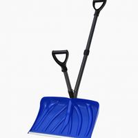 Pelle à neige ergonomique Garvee pour allées et patios – Lame en aluminium robuste de 45 cm, doubles poignées en D, outil de déneigement léger, construction durable – Pelle bleue avec manche noir