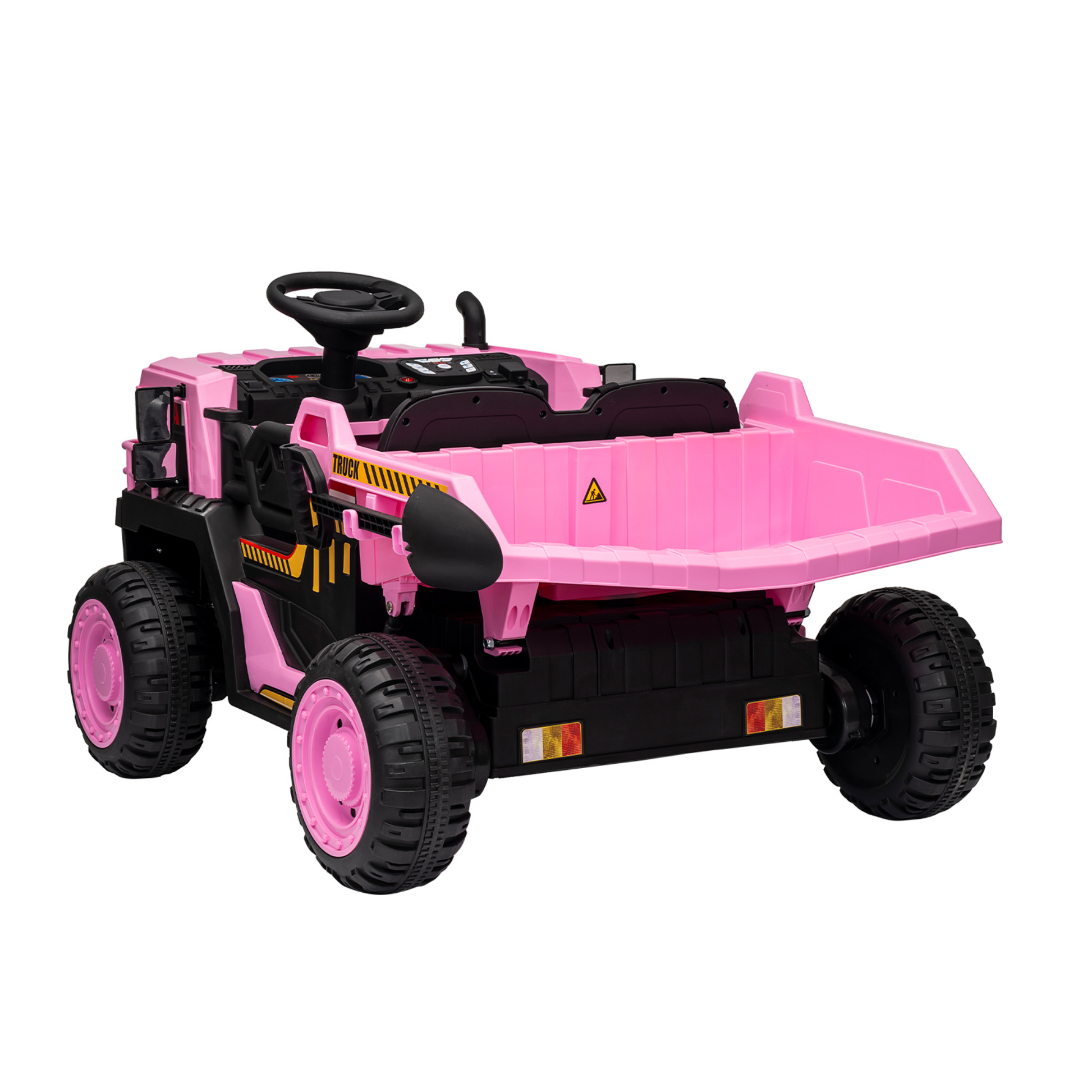 Garvee 24V 2-Seater Ride On Dump Truck for Kids – Remote Control, 2WD/4WD Powerful Electric Construction Vehicle, Dump Bed & Shovel, EVA Tires, Music, LED Lights, Gentle Start, 19" Spacious Seat, Ages 4-8, Pink