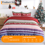 Garvee Christmas Duvet Cover Set King Size - Boho Holiday Reindeer Bedding, Soft Microfiber, Button Closure, Secure Corner Ties, Cozy Red