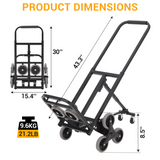 Garvee Stair Climbing Hand Truck Cart with TPR Triangle Wheels, Support Arm, 375 LBS Capacity, Steel Folding Dolly for Moving and Shopping, Black