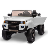 Garvee Toyota Licensed 24V Kids Ride-On Car 2-Seater Electric Off-Road Truck with Remote Control Bluetooth Music LED Lights Working Shovel - White