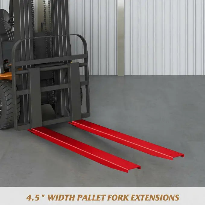 Garvee Pallet Forklift Extensions 60 in Length 4.5 in Width Heavy Duty Steel Forklift Attachment Red for Warehouses Farms Construction Sites