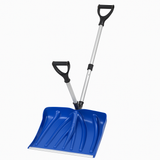 Garvee Lightweight 18-Inch Aluminum Snow Shovel with Dual D-Ring Handle – Ergonomic Large Capacity Snow Pusher, Durable Ice Scraper for Driveway, Walkway, Patio, Car, and Garden – 3.5 lbs – Shovel blue + pole silver - Shovel Blue + Pole Silver