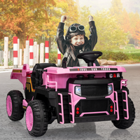 Garvee 24V 2-Seater Ride On Dump Truck for Kids – Remote Control, 2WD/4WD Powerful Electric Construction Vehicle, Dump Bed & Shovel, EVA Tires, Music, LED Lights, Gentle Start, 19" Spacious Seat, Ages 4-8, Pink