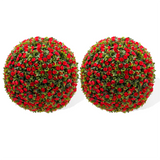 Garvee 21.6 in Artificial Topiary Balls 2PCS, Flower Decorative Balls for Outdoor Patio Garden and Indoor Wedding, Red - Red