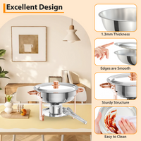 Garvee 5QT Round Chafing Dish Buffet Set (6 Pack) - Rose Gold Stainless Steel Food Warmers with Lid Holder, Spoon, and Tweezers, Perfect for Parties, Weddings, Events, and Banquets
