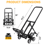Garvee Stair Climbing Hand Truck Cart, 375 LBS Capacity, Steel Folding Dolly Cart for Stairs, Heavy Duty, Support Arm, 10 Rubber Wheels, Aluminum, Telescopic Handle, Triangle Wheel Design