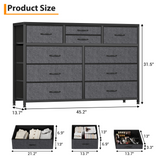 Garvee 10 Drawer Storage Dresser & TV Stand for 55 in TV, Fabric Organizer Chest, Bedroom Living Room Entryway, Black, 45.2in x 13.7in x 31.5in - Black